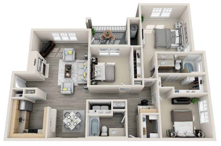 The Ashborough_Ashburn VA_Floor Plan_C4_Three Bedroom Two Bathroom The Ashborough_Ashburn VA_Floor Plan_C4_Three Bedroom Two Bathroom